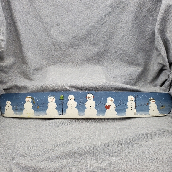 Handpainted Folkart Snowmen Wall Decor - Picture 1 of 10